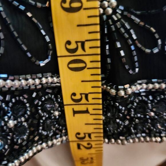 Black Hand Beaded Formal Gown with Iridescent Beads and Pearls Size 2 - Picture 12 of 12